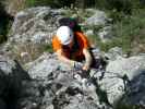 Daniel am Beginn des ersten steilen Pfeilers