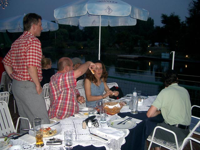 Peter, Hans-Christian, Petra und Erwin im La Cr&ecirc;perie