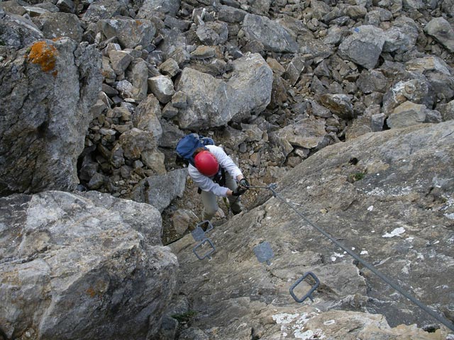 Greitspitz-Klettersteig: Daniela im Einstieg