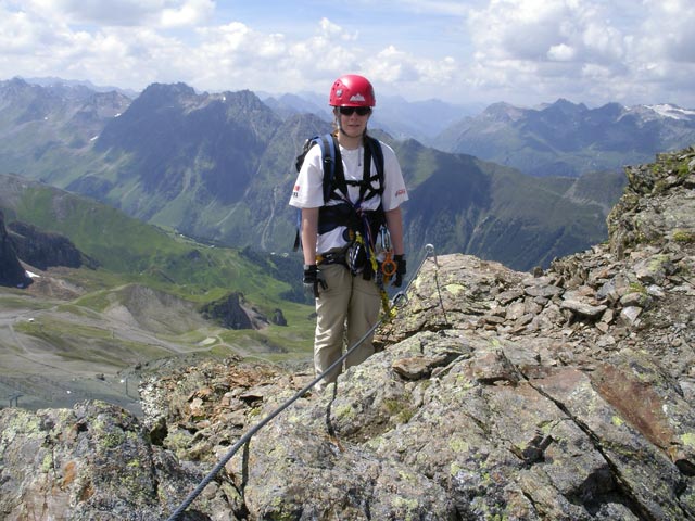 Flimspitz-Klettersteig: Daniela im Ausstieg