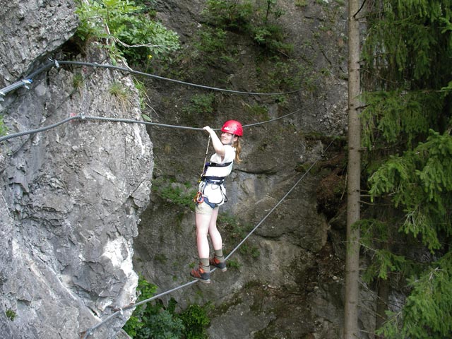 Koflwand-Klettersteig: Daniela auf der Seilbrücke (8. Juli)