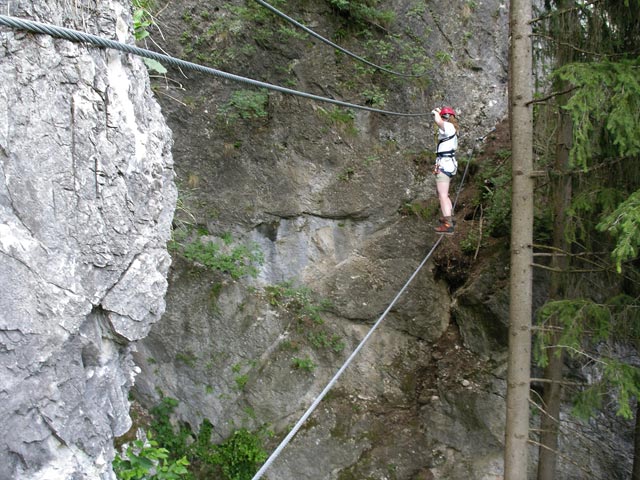 Koflwand-Klettersteig: Daniela auf der Seilbrücke (8. Juli)