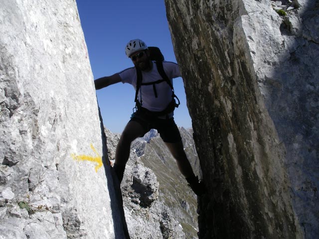 Vordere Brandjochspitze-Südgrat: Andreas im ersten Kamin