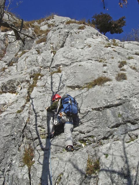 Postlerweg: Daniela in der 6. Seillänge