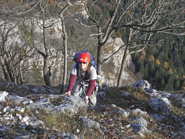 Postlerweg: Daniela in der 11. Seillänge