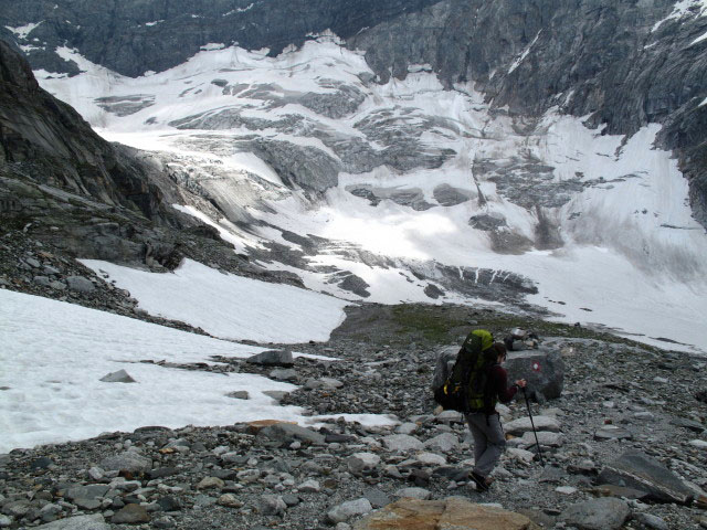 Daniela auf Weg 702/715 zwischen Gamskopf und Ödenwinkelkees (1. Aug.)