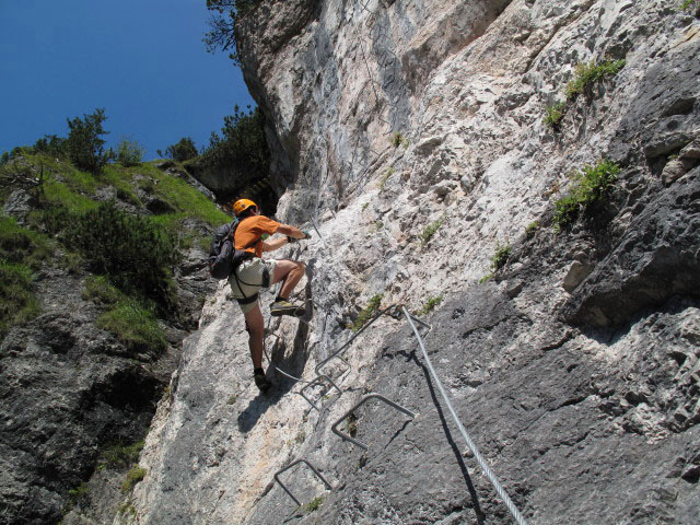 Grünstein-Klettersteig: Andreas in der schwierigen Variante
