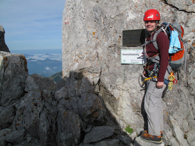 Daniela beim Ausstieg des Kaiserschützen-Klettersteigs (26. Sept.)