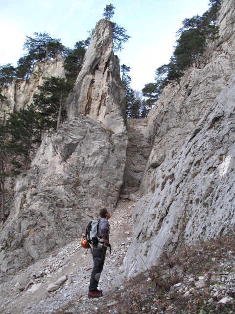 Erich am Fuß der Stadelwand