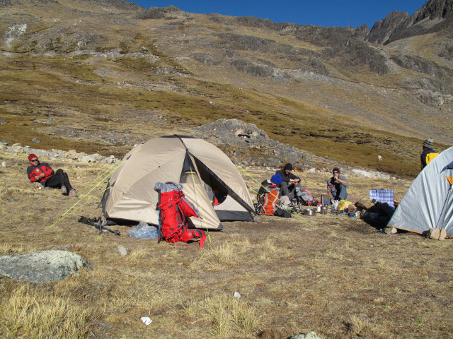 Harald, Daniela, Norbert, Roland und ? bei der Laguna Janq'u Quta (27. Juli)