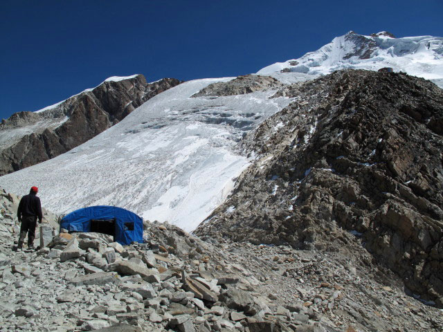 Huayna Potosi vom Refugio Campo Alto Roca aus (31. Juli)