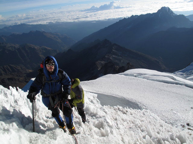 Norbert und Roland zwischen Campamento Argentino und Huayna Potosi (1. Aug.)