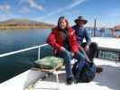 Daniela und Norbert am Lago Titicaca bei den schwimmenden Inseln der Urus, 3.810 m (3. Aug.)