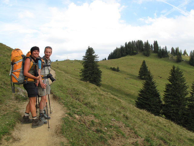 Gudrun und Christoph zwischen Steineberg-Gipfelleiter und B&auml;renkopf (5. Sep.)