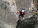 Pittentaler Klettersteig: Katarina nach dem Steigbaum