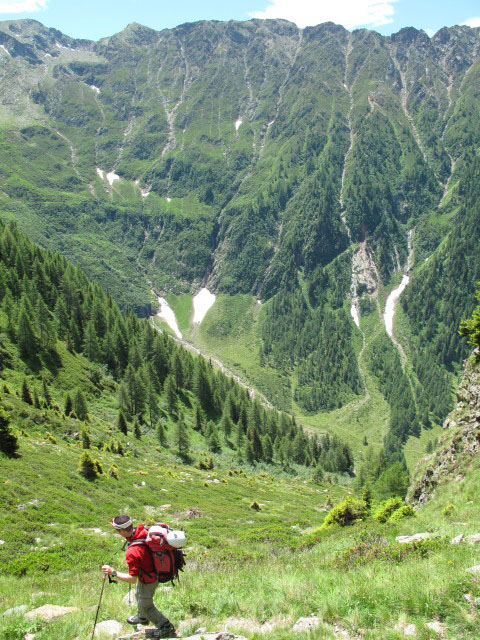 Christoph auf Weg 2 zwischen Hühnerspielalm und Fartleisalm (3. Juli)