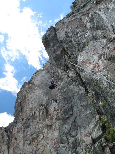 Säuleck-Klettersteig: Norbert in der ersten Wand (9. Juli)