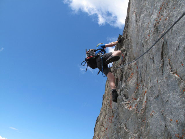 Säuleck-Klettersteig: Norbert in der zweiten Wand (9. Juli)