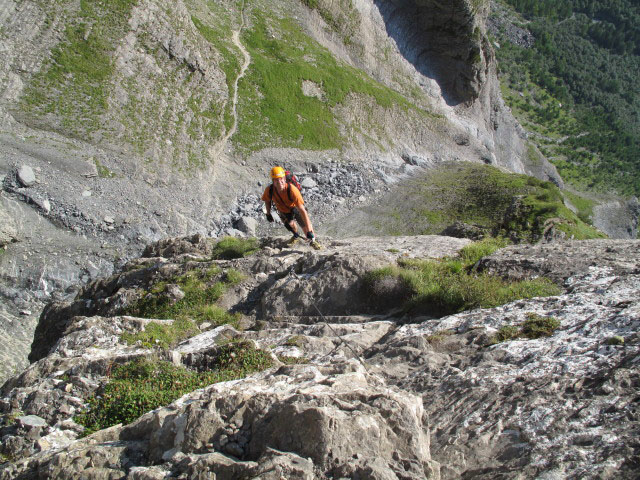 Leukerbad-Klettersteig: Andreas zwischen Nase und Zum Lärch