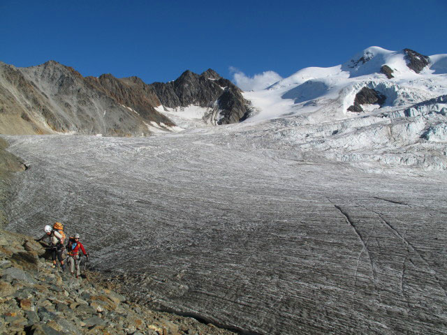 Gudrun und Christoph auf der Seitenmoräne des Taschachferners (10. Sep.)