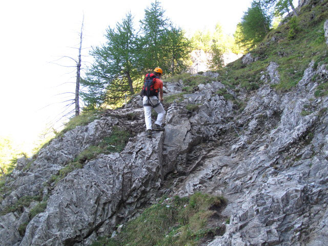 Chäligang-Klettersteig: Andreas nach der Schlüsselstelle
