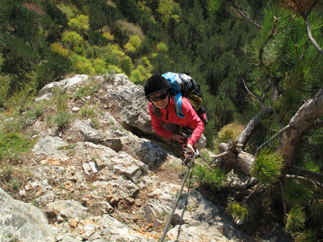 Pittentaler Klettersteig: Diana nach der Schlüsselstelle
