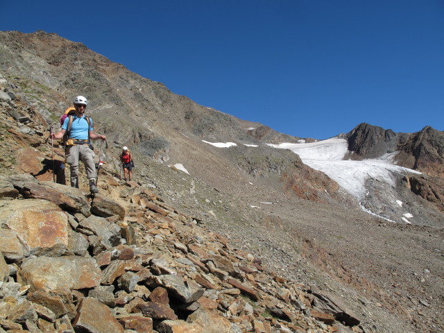 Christoph und Gudrun zwischen Pfaffenferner und Hildesheimer Hütte (18. Aug)