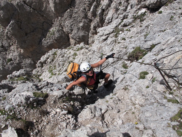 Sas-Rigais-Klettersteig: Gudrun im Villnößer Einstieg (11. Aug.)