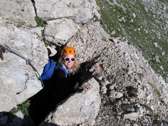 Via Ferrata Italiana al Mangart: Sabrina in der Höhle (17. Aug.)