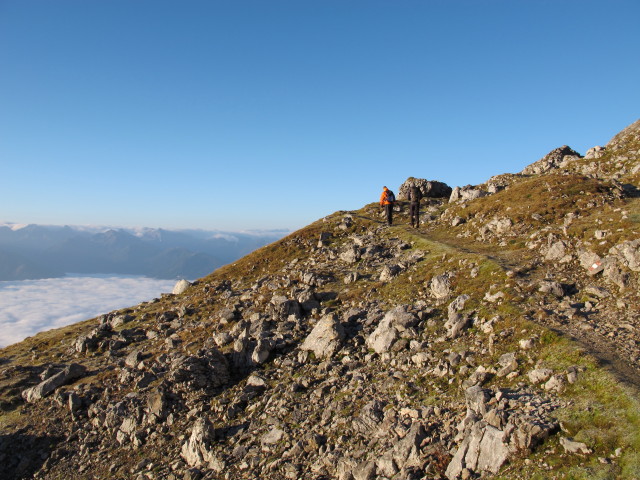Erich und David auf Weg 618 zwischen Guttenberghaus und Jubiläums-Klettersteig (4. Okt.)