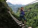 Grünstein-Klettersteig: Stefan und Romana auf der Heisei-Hängebrücke in der Variante 'Hotelroute'
