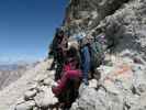 Westliche Zinne-Normalweg: Irene, Susanne, Bernadette und Evelyn am Ringband