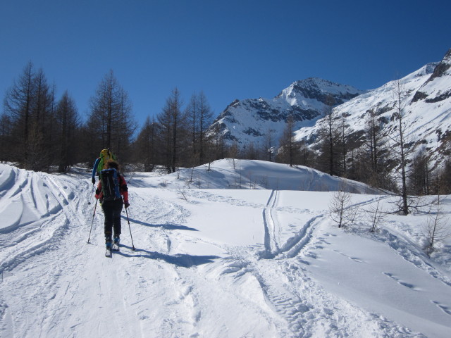 Wolfgang und Anabel zwischen Obere Stafelalp und Zmuttgletscher (19. März)