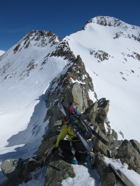 Anabel und Wolfgang am Col Nord des Portons, 3.366 m (22. März)