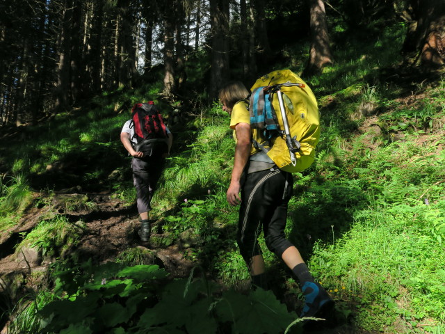 Erich und Jörg am Weg 133 im Falbesoner Wald (29. Juli)