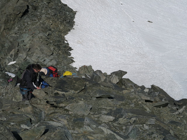 Dirk, Thorsten und Jörg in der Oberen Hölltalscharte, 3.247 m (30. Juli)