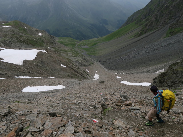 Jörg am Weg 132 zwischen Großem Horntaler Joch und Großem Horntal (31. Juli)