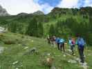 Helmut, Frank, Larissa, Sonja, Irmgard und Werner am Weg 17 zwischen Klapfsee und Porzescharte