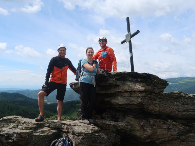 Frank, Sabine und ich am Hohen Stein, 723 m