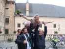 Markus, Alexandra und Stefan im Burghof Rosenburg