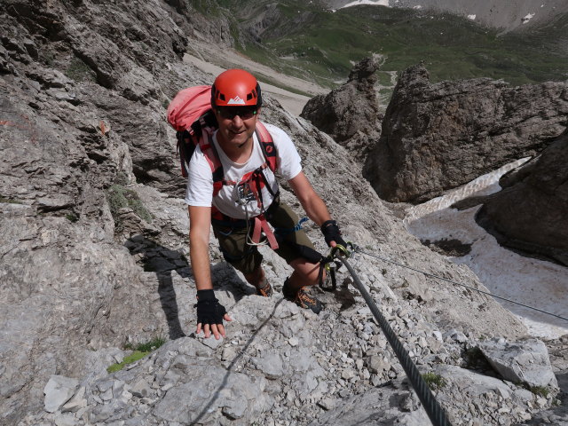 Spitzkofel-Klettersteig: Ich zwischen Einstieg und Linderh&uuml;tte (29. Juni)