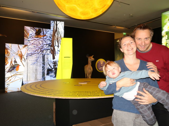 Nils, Sabine und ich in der Sonderausstellung 'Tierisch mobil! Natur in Bewegung'