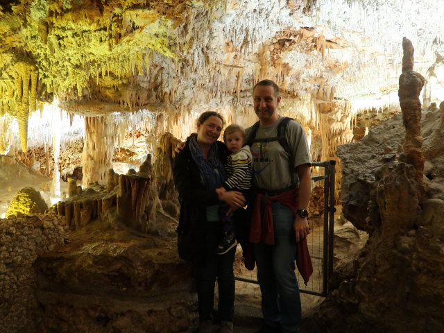 Sabine, Nils und ich in den Coves dels Hams in Porto Cristo (21. Nov.)