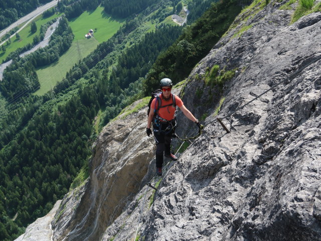 Klostertaler Klettersteig: Carmen im Abschnitt 4 'Dirty Shoe Corner'