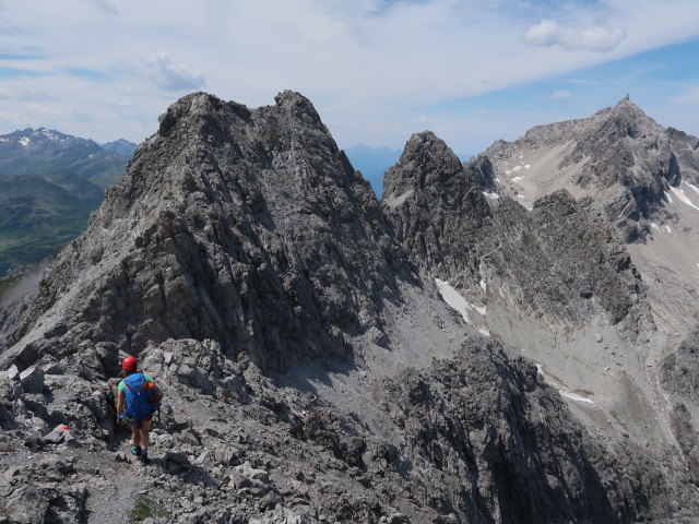 Arlberger Klettersteig: Angela zwischen Lisunspitze und Lorfekopf (19. Juli)