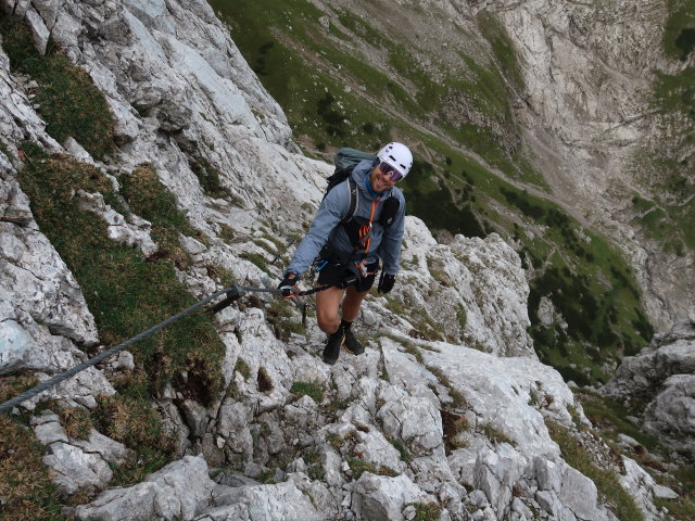 Kaisersch&uuml;tzen-Klettersteig: Christoph zwischen Einstieg und Abzweigung Kleine Halt (24. Aug.)