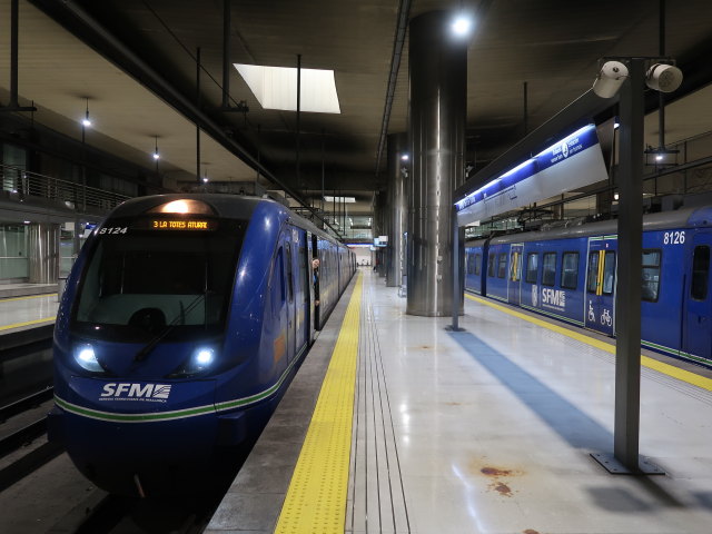 Sabine in der Estaci&oacute; Intermodal Pla&ccedil;a d'Espanya in Palma (16. Nov.)