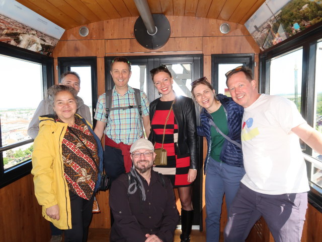 Silvana, Udo, ich, Markus, Julia, Klara und Peter im Riesenrad