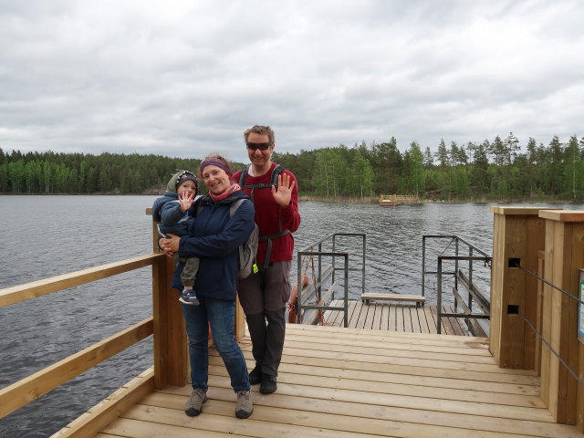 Nils, Sabine und ich bei der Ketunlossi im Repoveden Kansallispuisto (24. Mai)