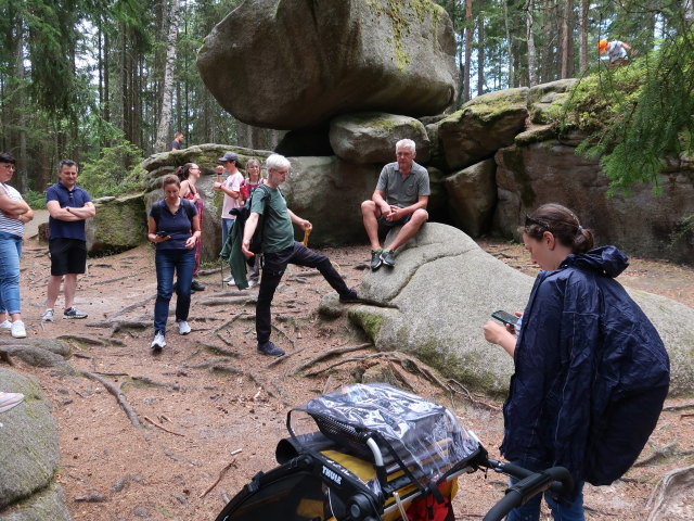 Sabine beim H&auml;ngenden Stein im Naturpark Heidenreichsteiner Moor (18. Juli)
